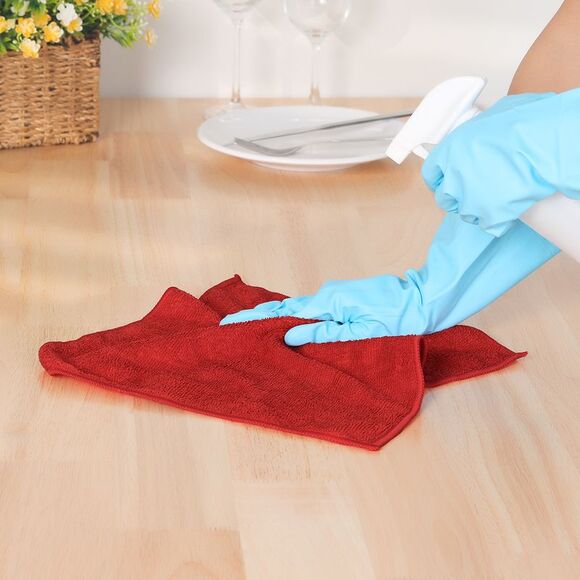 12 Pack Microfiber Lint Free High Absorbent Cleaning Rags 12" x 12" Red - Picture 5 of 6